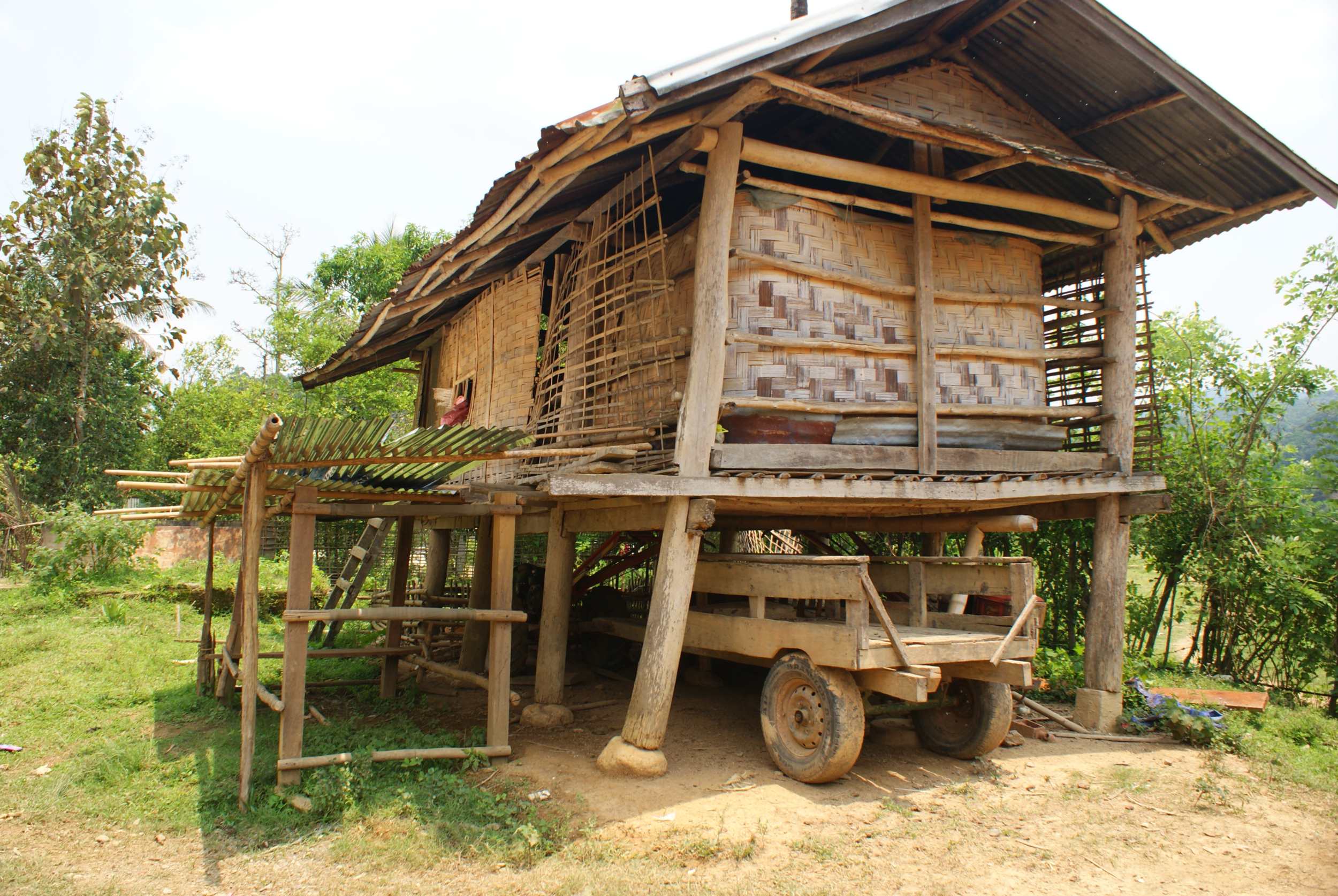 House on stilts are common here